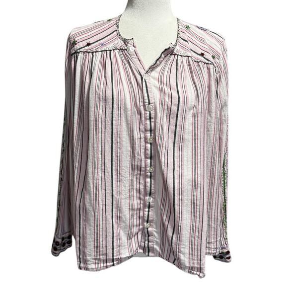 V. De. Vinster Khadi Mexican Embroidered Cotton Boho Blouse Top Size S - Picture 1 of 7